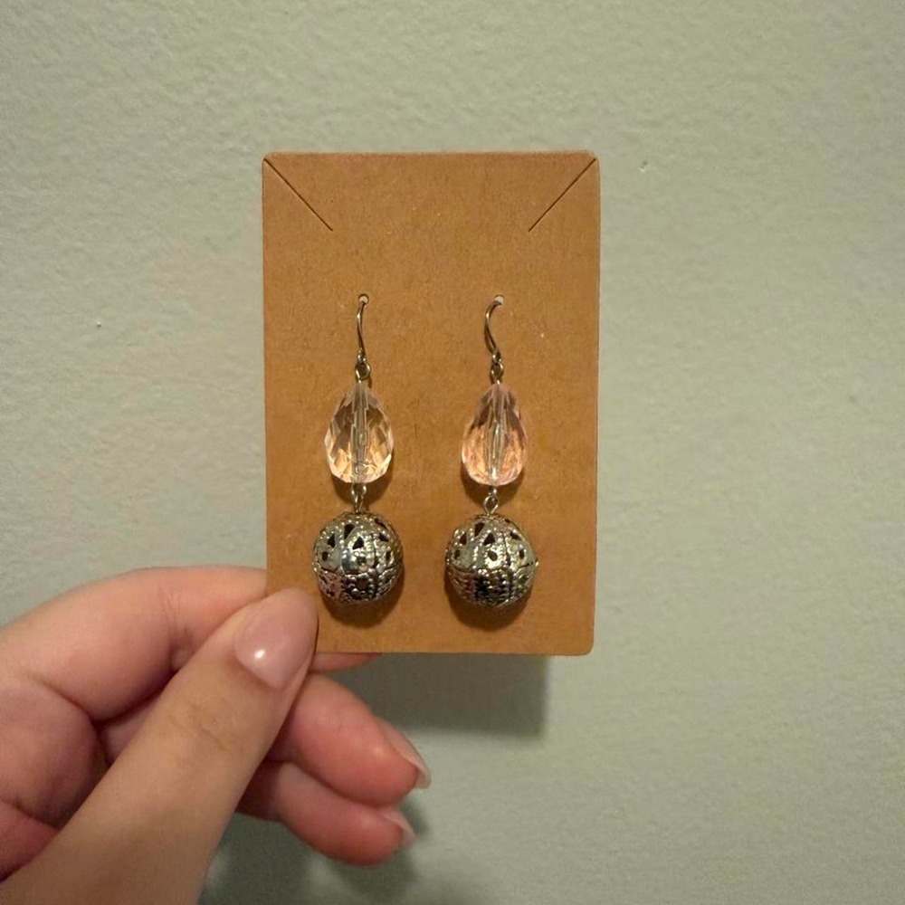 Silver Earrings With Teardrop